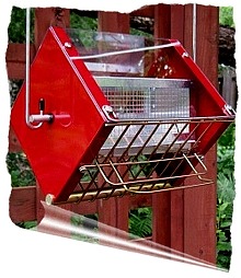 RollerFeeder squirrel proof bird feeder, red.  click for more information